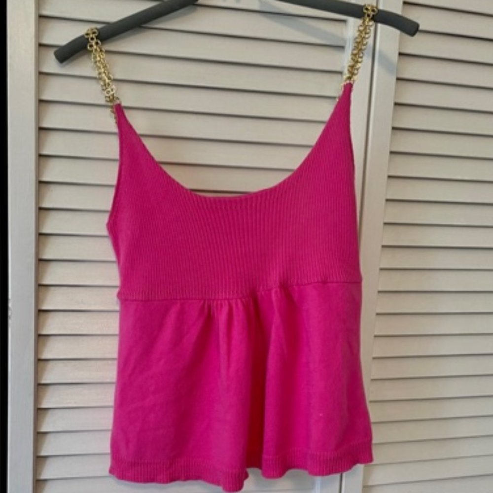 Milly New York: Cami, PINK w/Gold chain Sz S